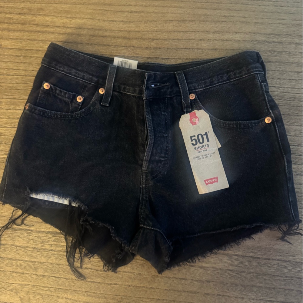 Levi's Charcoal Denim Cutoff Shorts 25